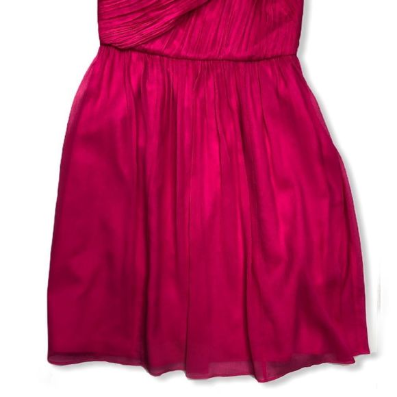 J Crew Lucienne One Shoulder Hot Pink Silk Chiffon Dress NWT size 8 Petite - Picture 4 of 11